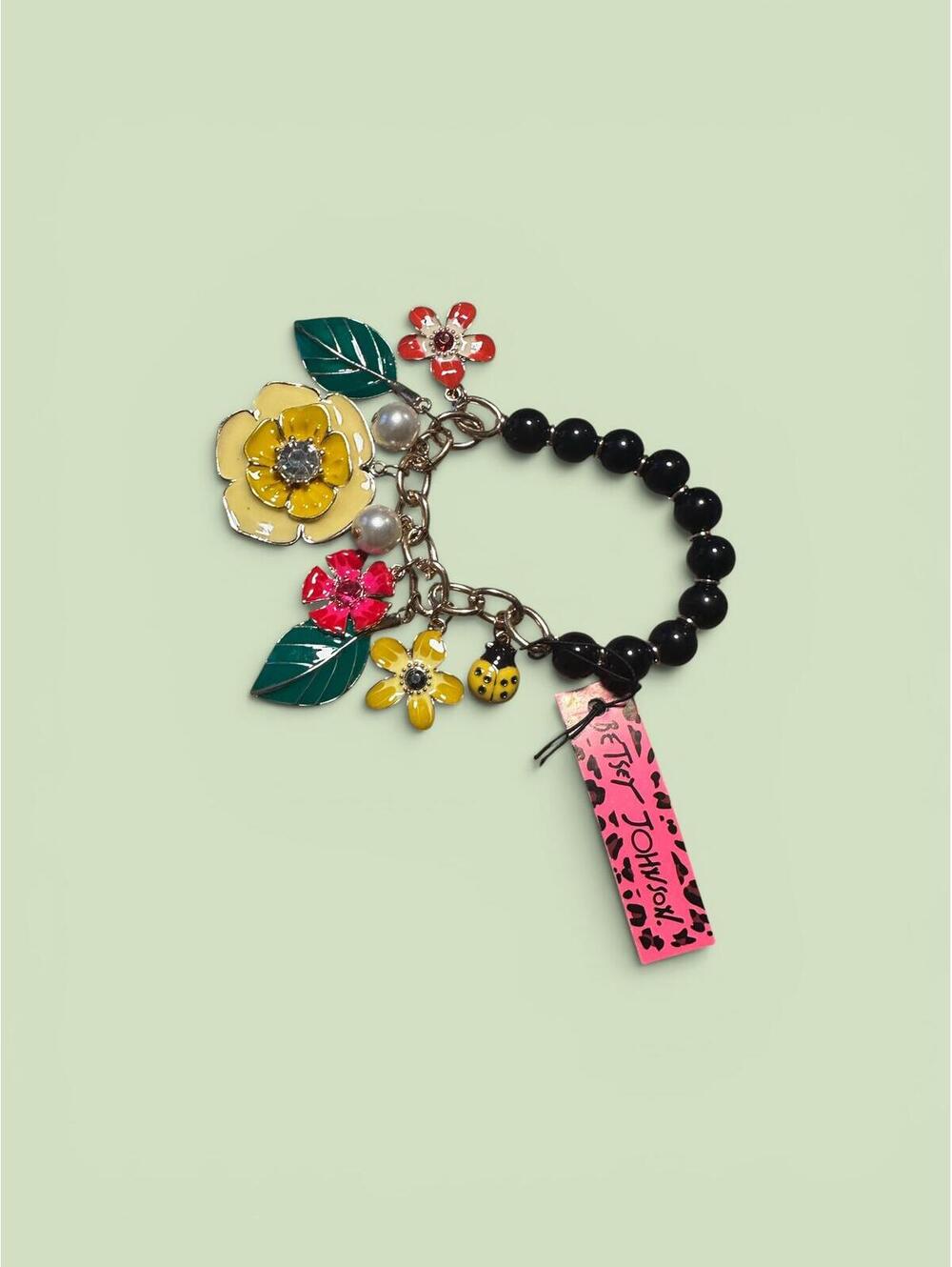 Betsey Johnson Floral Charm Beaded Bracelet